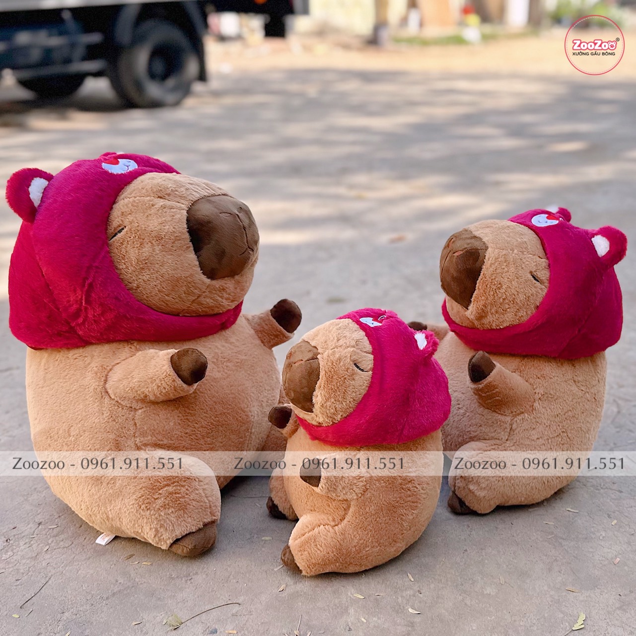 Thú bông Capybara đội nón Toy lông xù TC