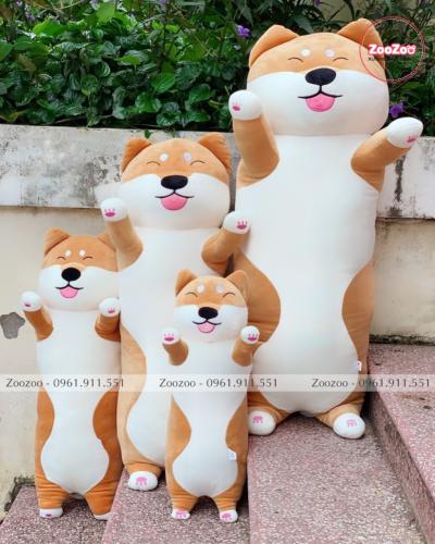 Gối ôm chó shiba lông mịn nằm TC