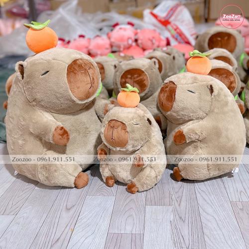 Thú bông Capybara đính trái cam lông xù TC